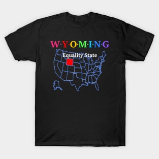 Wyoming, USA. Equality State. (With Map) T-Shirt